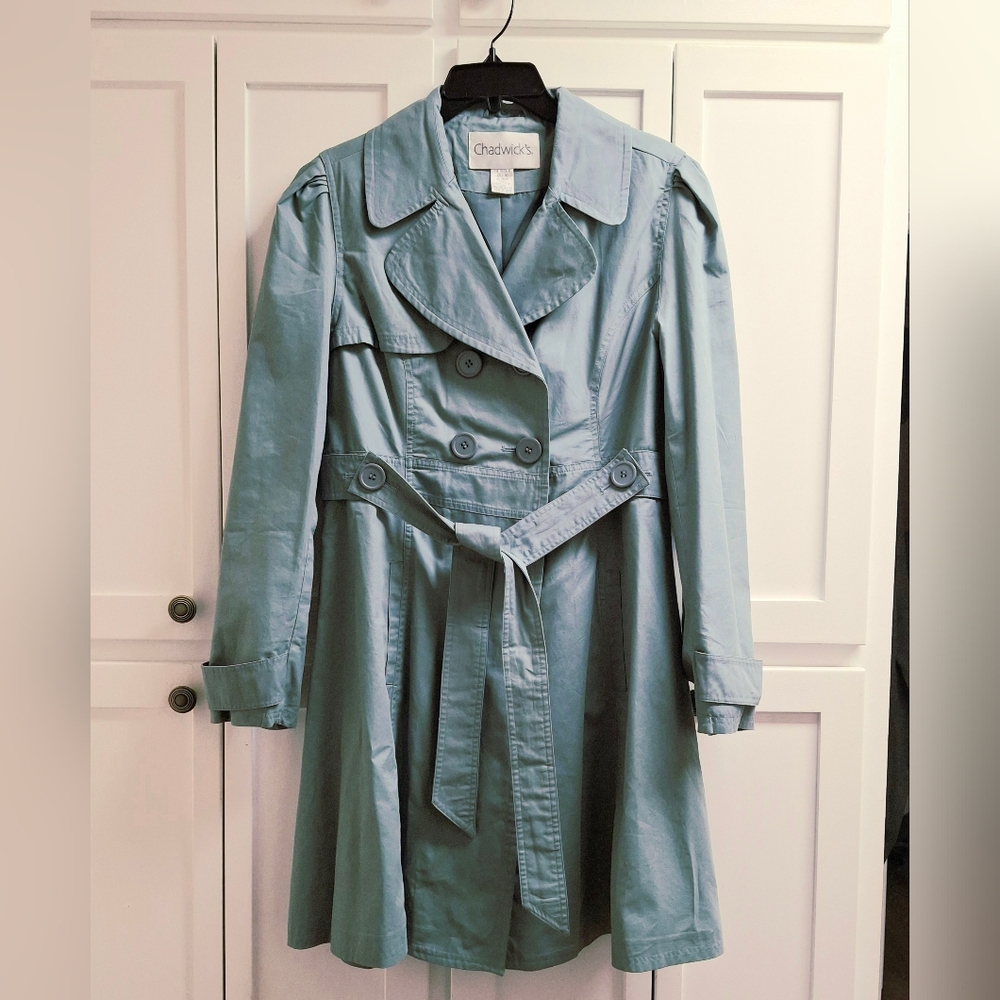 Chadwicks Women's Light Blue Trench Coat